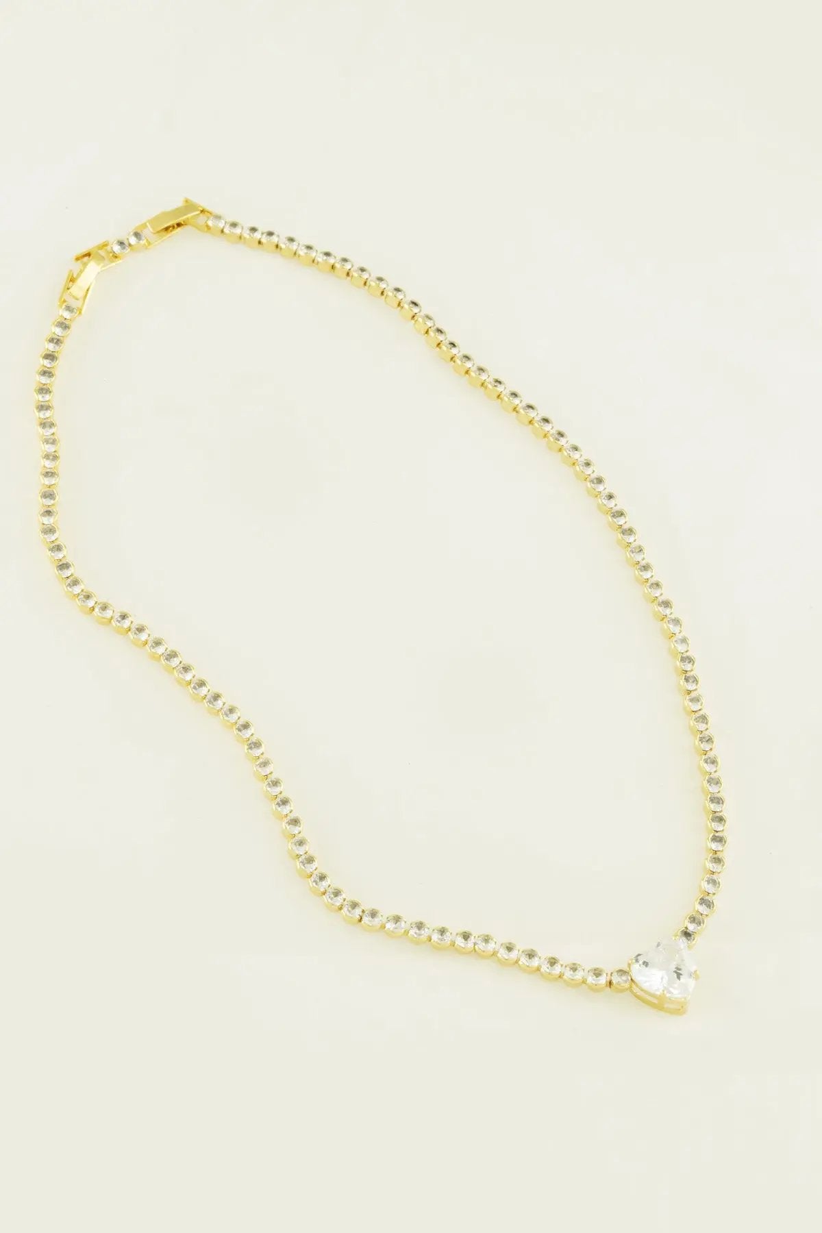 Gold Çerçeveli Taşlı Kalp Detaylı Kolye  Mısırlı 1951