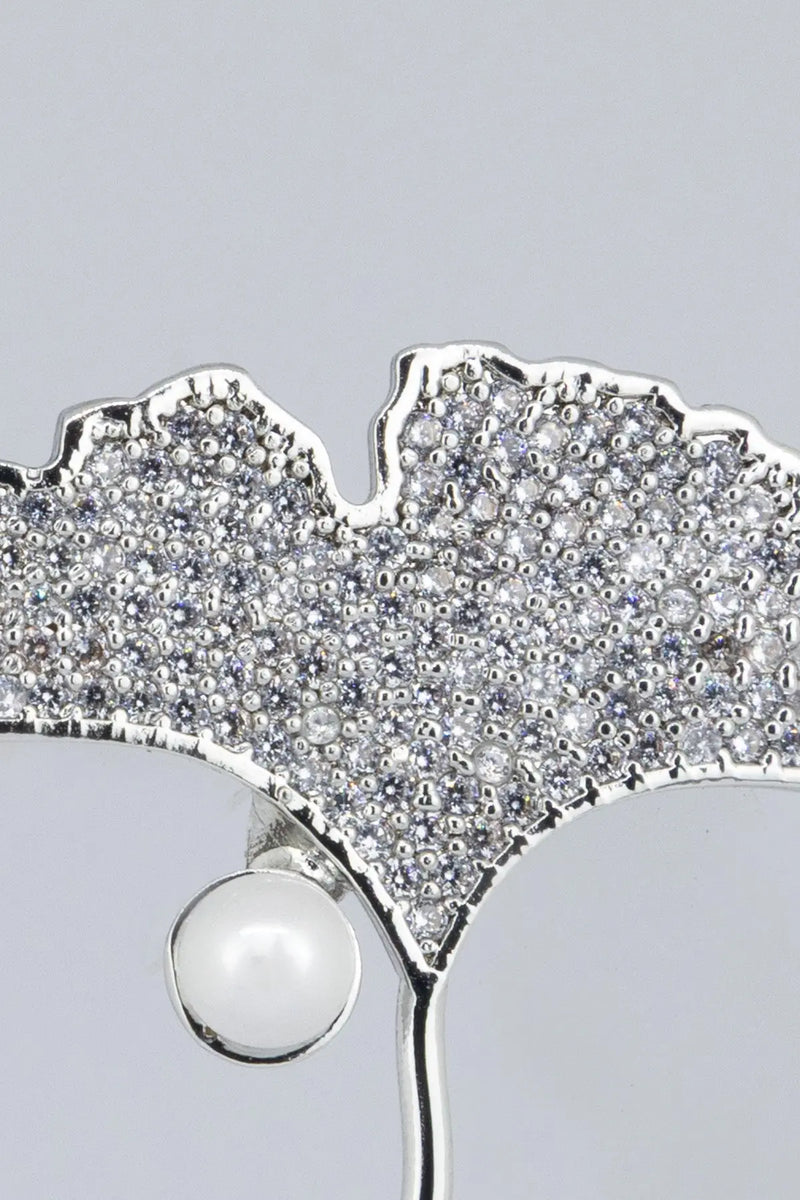 Silver Taş İşlemeli İncili Yaprak Broş  Mısırlı 1951