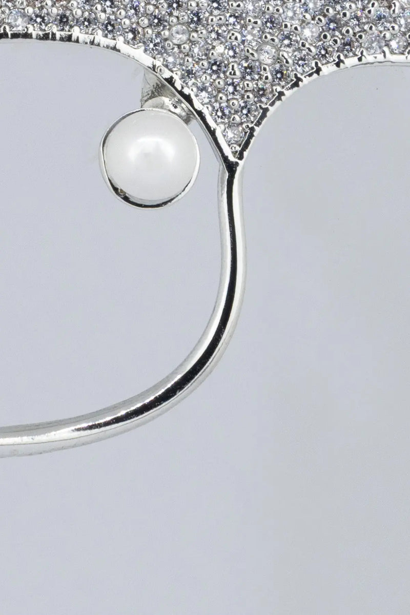 Silver Taş İşlemeli İncili Yaprak Broş  Mısırlı 1951