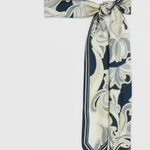 Lacivert Bej Desenli İpek Eşarp  Mısırlı 1951