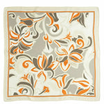 Oranj Ekru Desenli İpek Eşarp  Mısırlı 1951