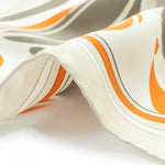 Oranj Ekru Desenli İpek Eşarp  Mısırlı 1951