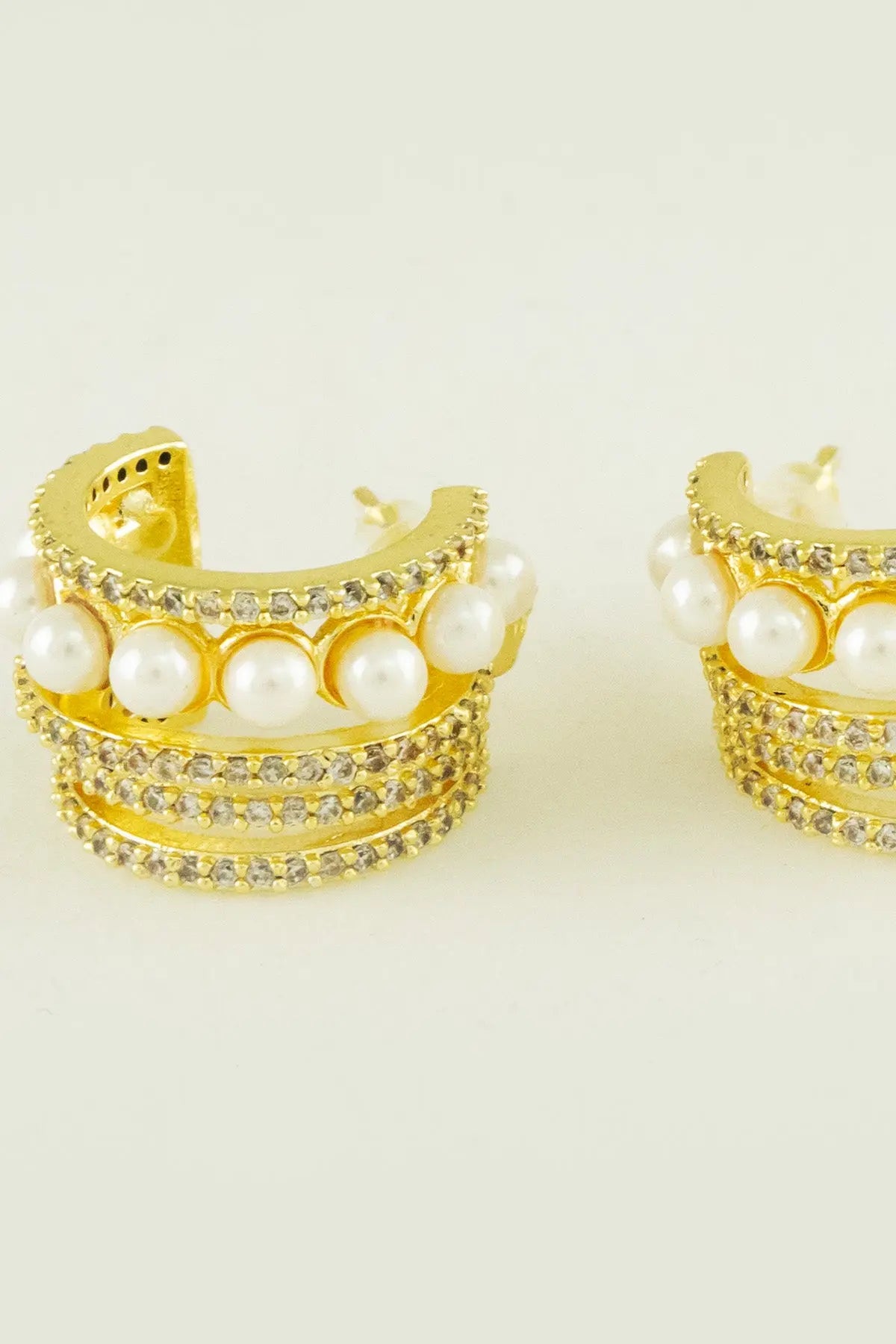 Gold İnci ve Taş Katmanlı Küpe  Mısırlı 1951