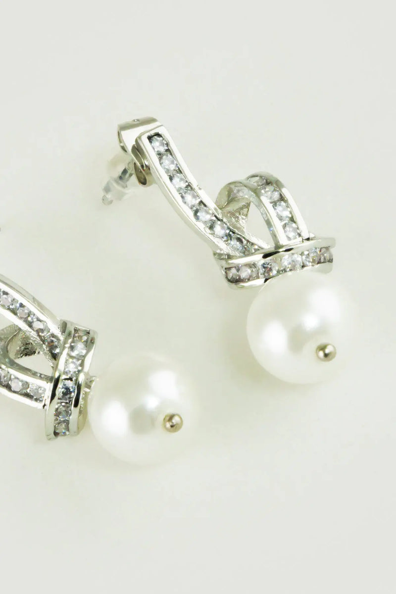 Silver Kıvrımlı Zirkon Taşlı Küpe  Mısırlı 1951