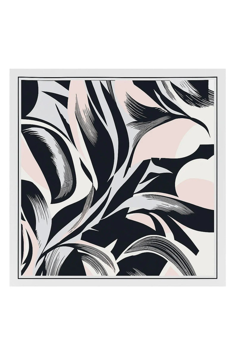 Mor Pembe Soyut Desenli İpek Eşarp  Mısırlı 1951