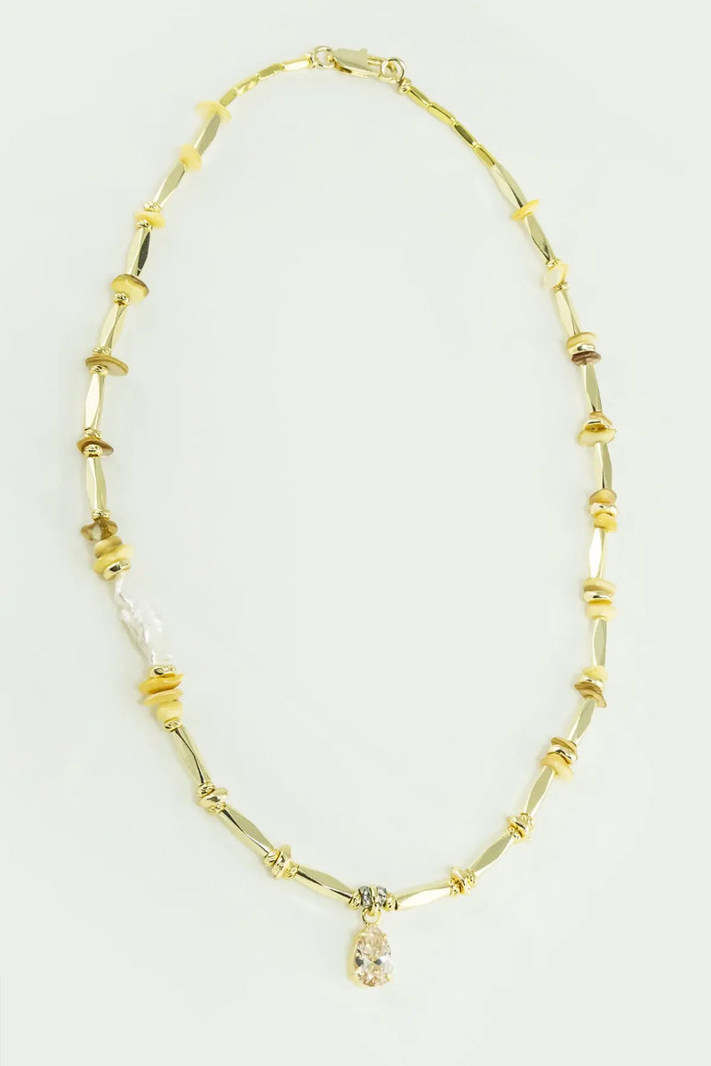 Gold Kristal Taş Uçlu Kolye  Mısırlı 1951