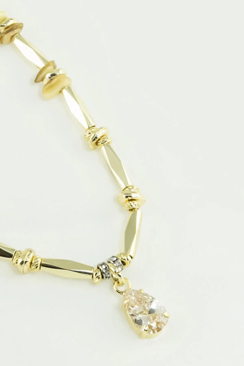 Gold Kristal Taş Uçlu Kolye  Mısırlı 1951