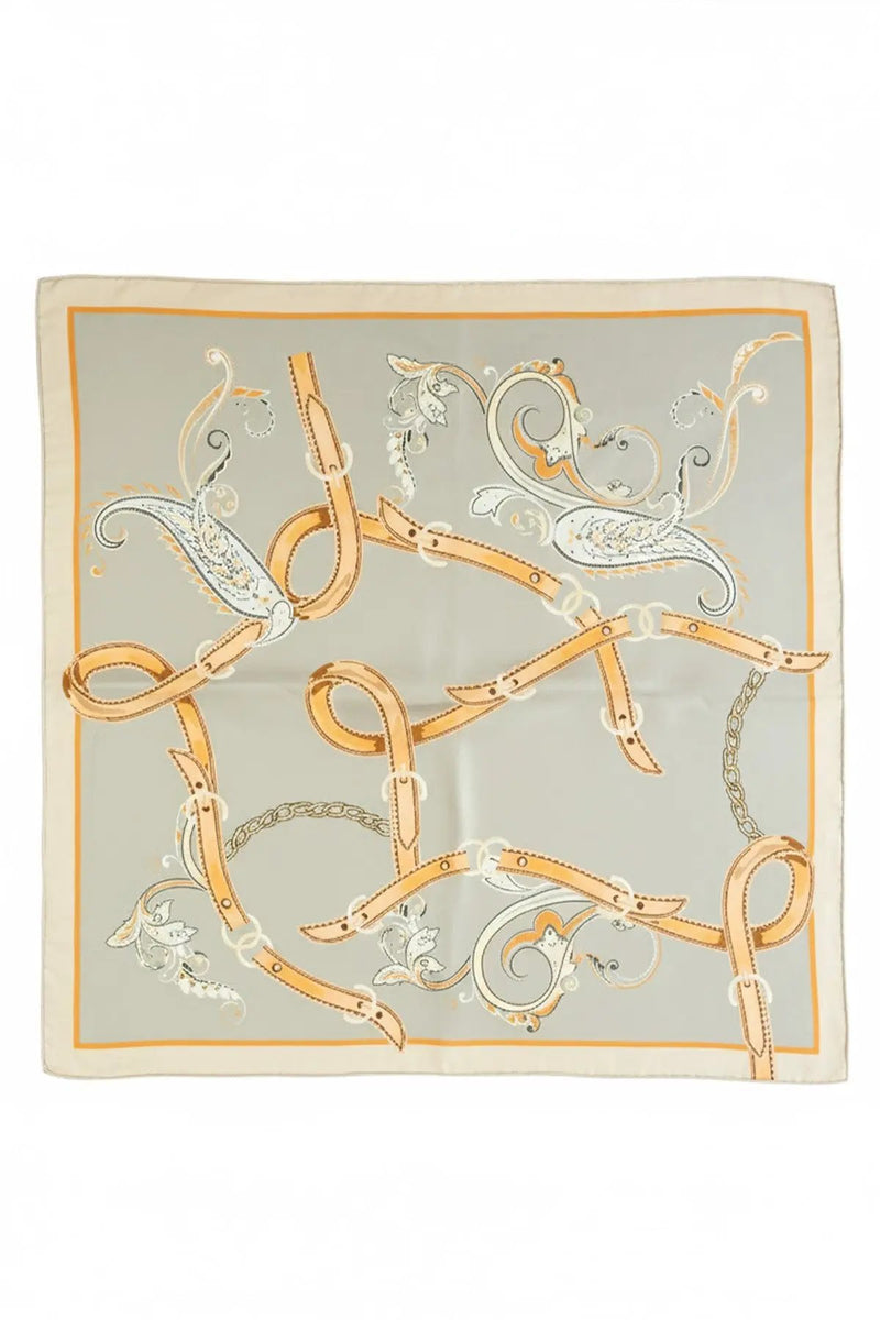 Taş Şeftali Şal Desenli İpek Eşarp  Mısırlı 1951