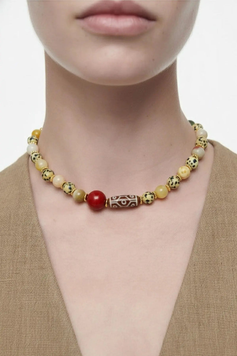 Multicolor Desenli Boncuk Detaylı Kolye  Mısırlı 1951