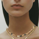 Multicolor Gold Zincirli Doğal Taş Kolye  Mısırlı 1951