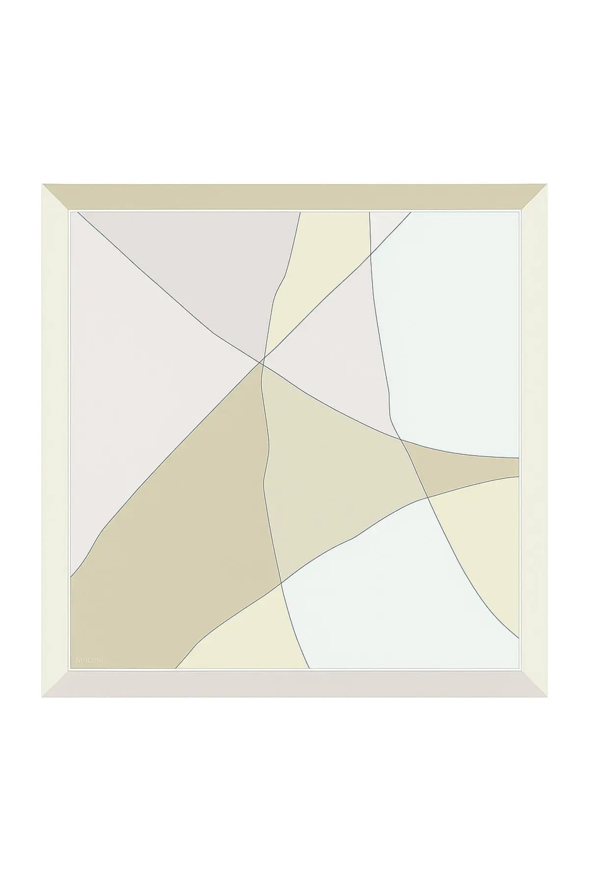 Ekru Camel Renk Bloklu İpek Eşarp  Mısırlı 1951