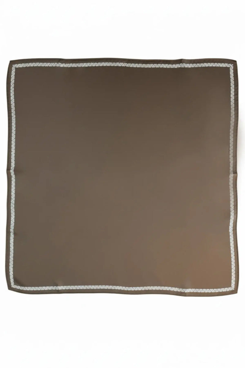 Kahverengi Kenarı Geometrik Desenli İpek Eşarp  Mısırlı 1951