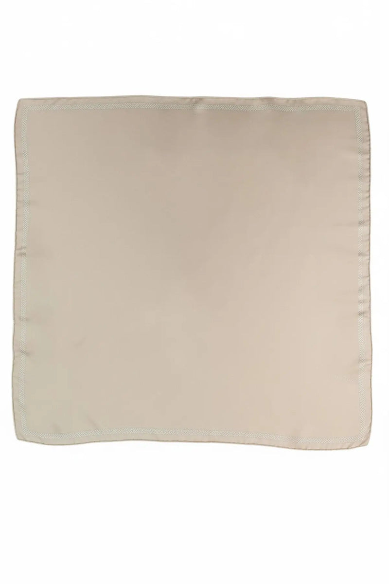 Ekru Kenarı Geometrik Desenli İpek Eşarp  Mısırlı 1951