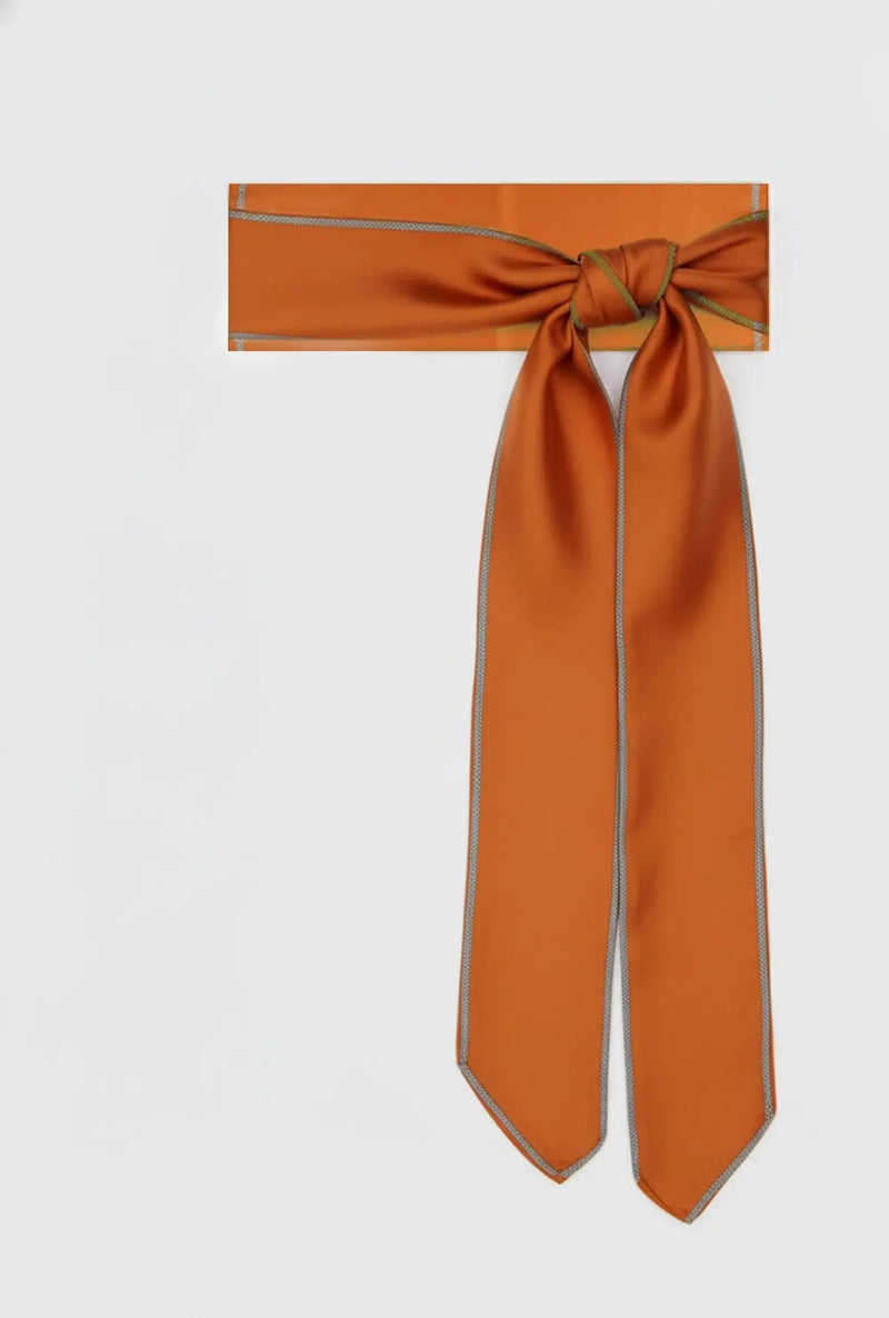 Kiremit Kenarı Geometrik Desenli İpek Eşarp  Mısırlı 1951