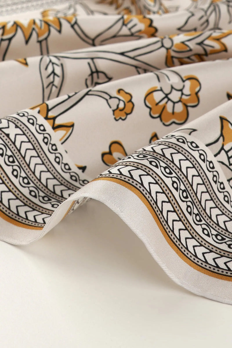 Taş Retro Floral Desenli İpek Eşarp  Mısırlı 1951