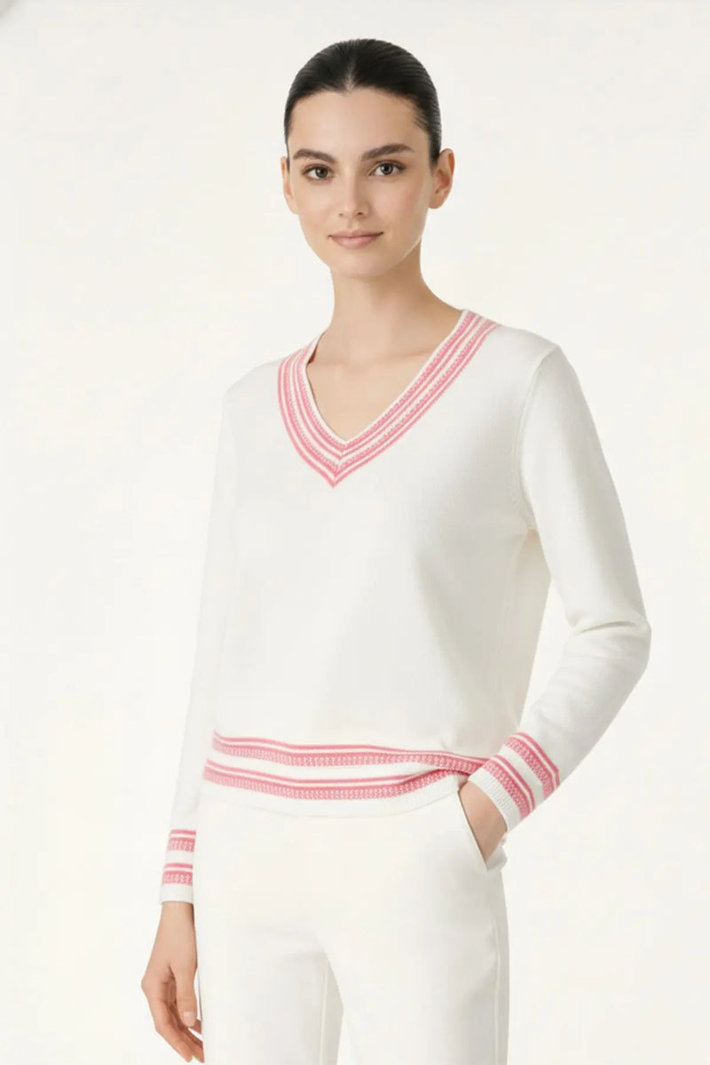 Ekru Turuncu V Yaka Kadın Kazak  Mısırlı 1951