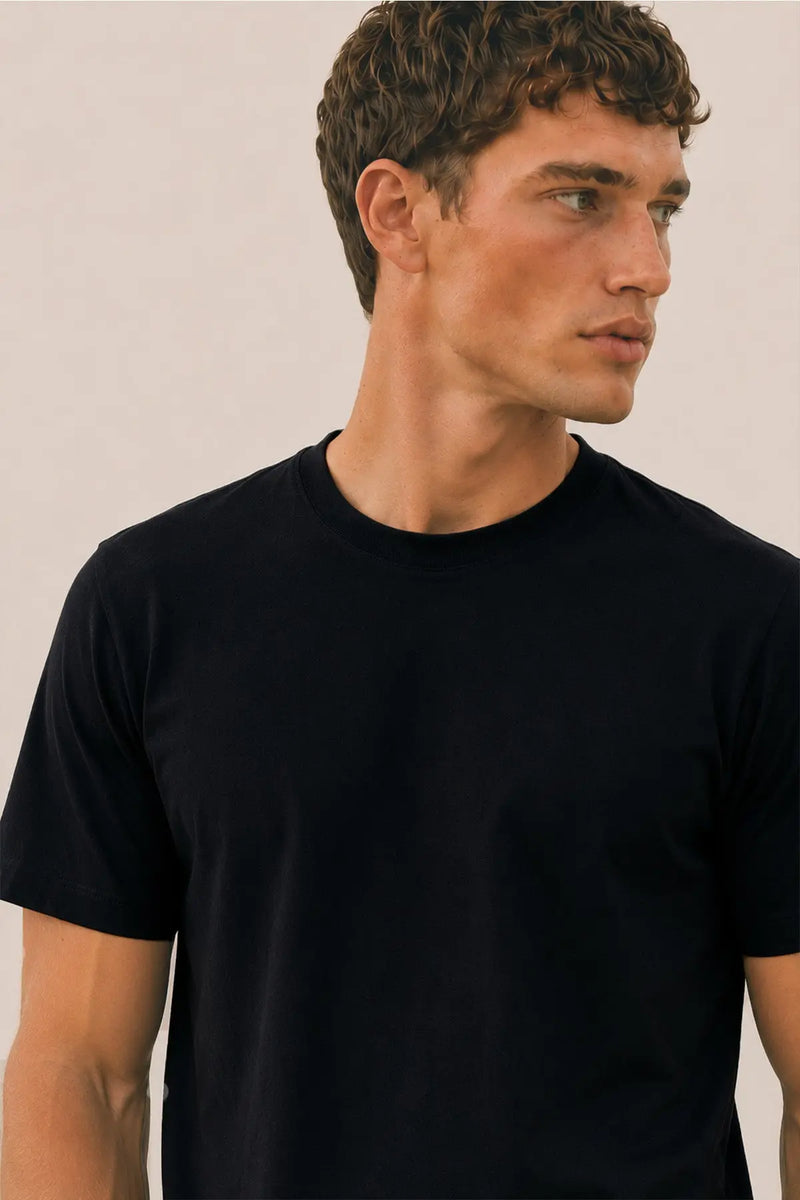 Siyah Bisiklet Yaka Triko Erkek T-Shirt  Mısırlı 1951