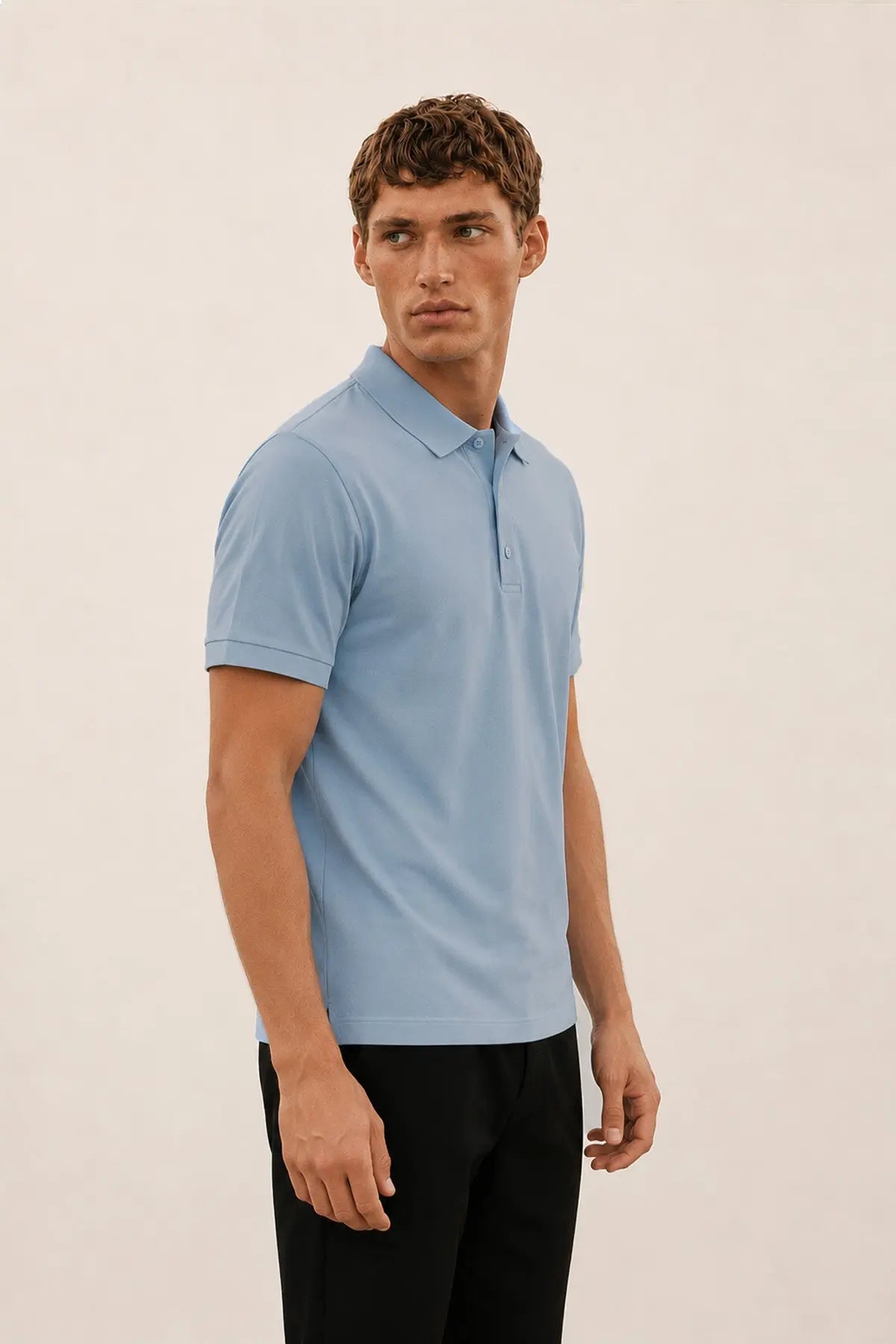 Açık Mavi Polo Yaka Triko Erkek T-Shirt  Mısırlı 1951
