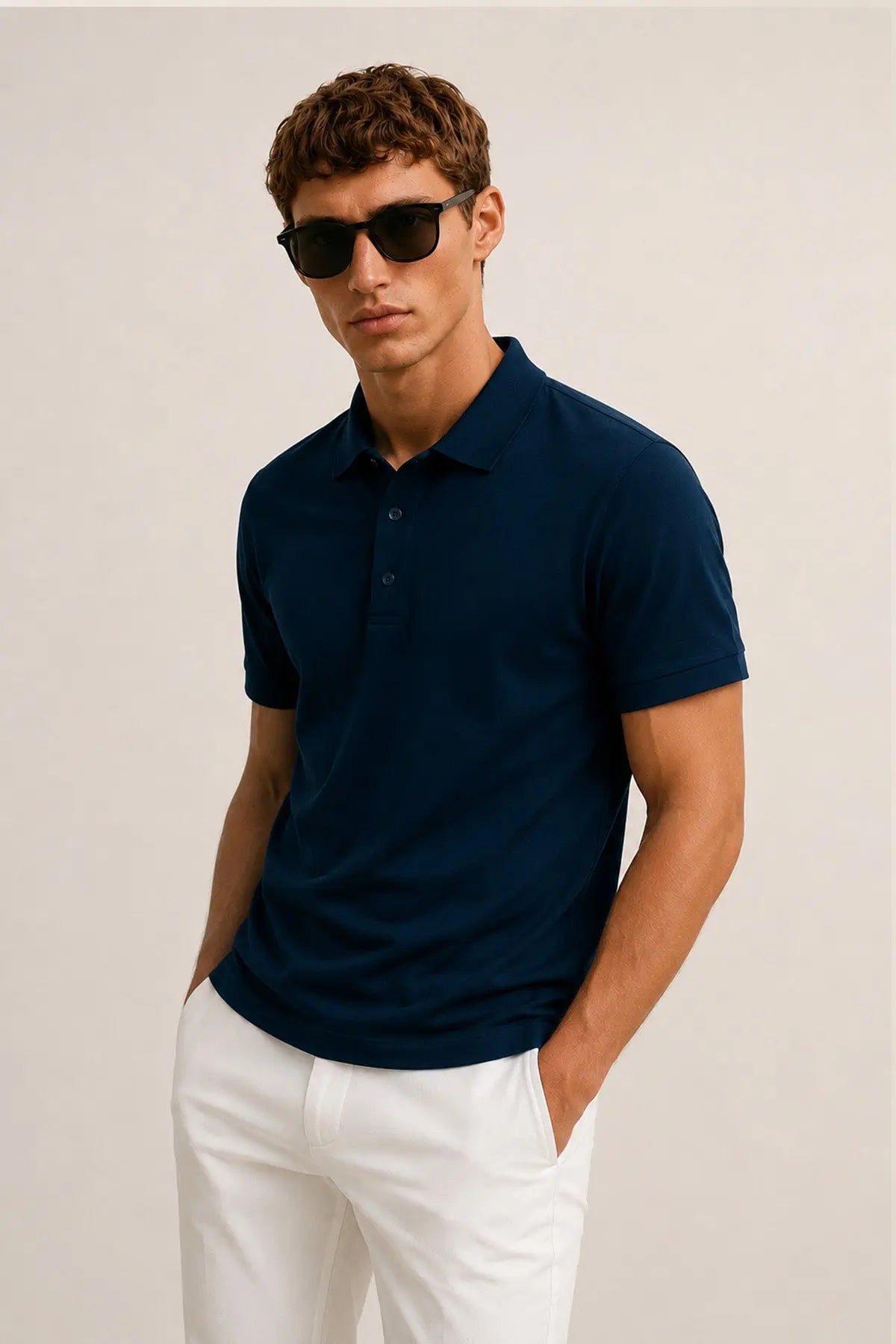 Lacivert Polo Yaka Triko Erkek T-Shirt  Mısırlı 1951