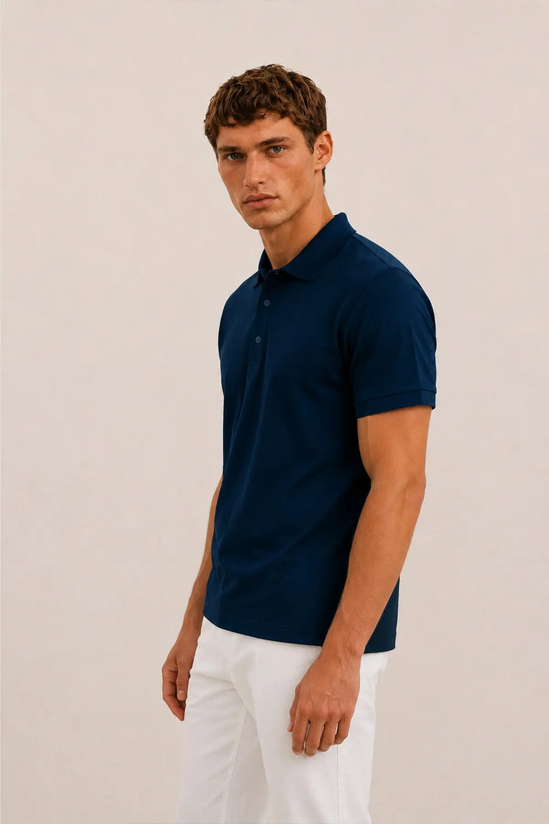 Lacivert Polo Yaka Triko Erkek T-Shirt