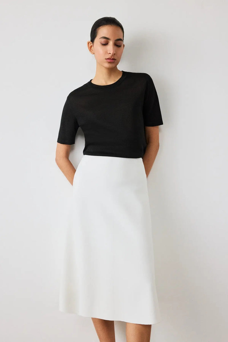 Beyaz Yüksek Bel Midi Boy Etek  Mısırlı 1951