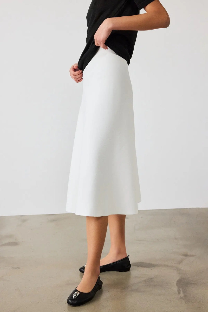 Beyaz Yüksek Bel Midi Boy Etek  Mısırlı 1951
