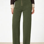 Yeşil Cep Detaylı Fermuarlı Kadın Pantolon