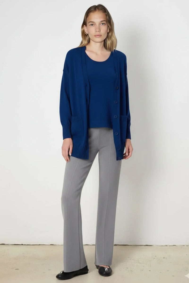 Gri Nervürlü Yüksek Bel Kadın Pantolon  Mısırlı 1951