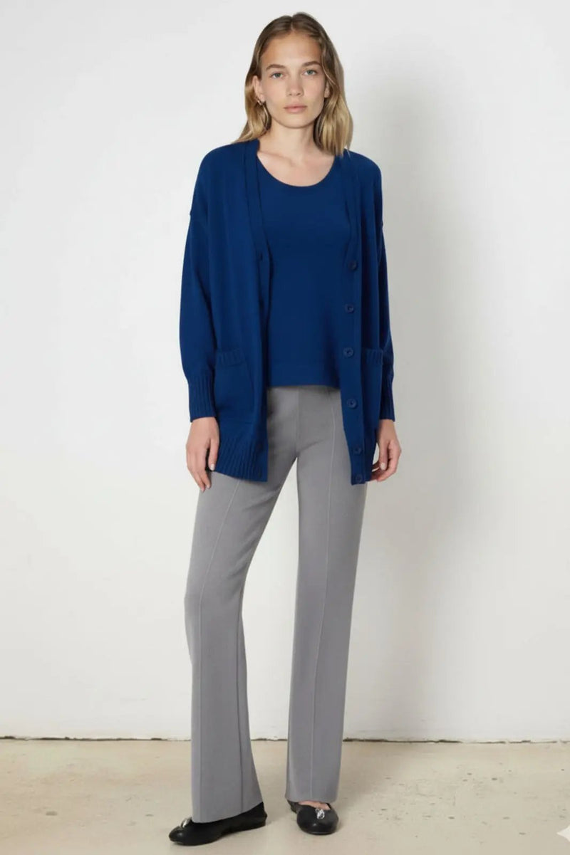 Gri Nervürlü Yüksek Bel Kadın Pantolon  Mısırlı 1951