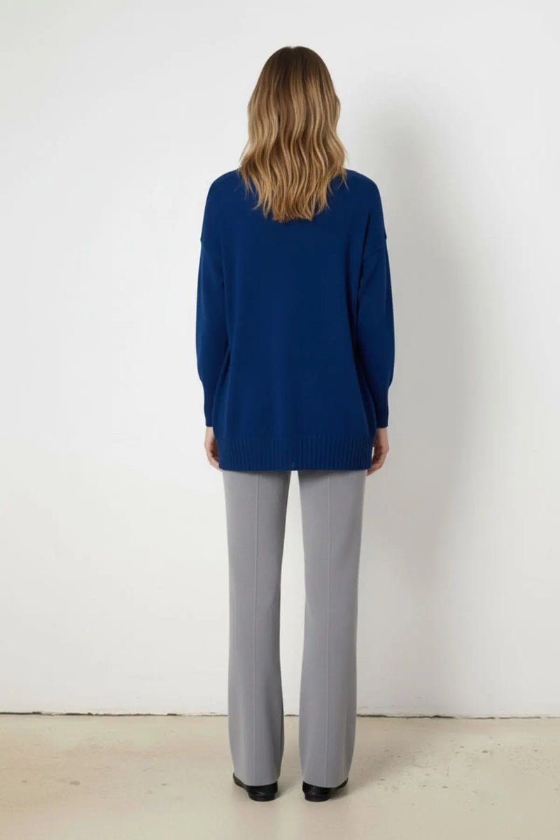 Gri Nervürlü Yüksek Bel Kadın Pantolon  Mısırlı 1951