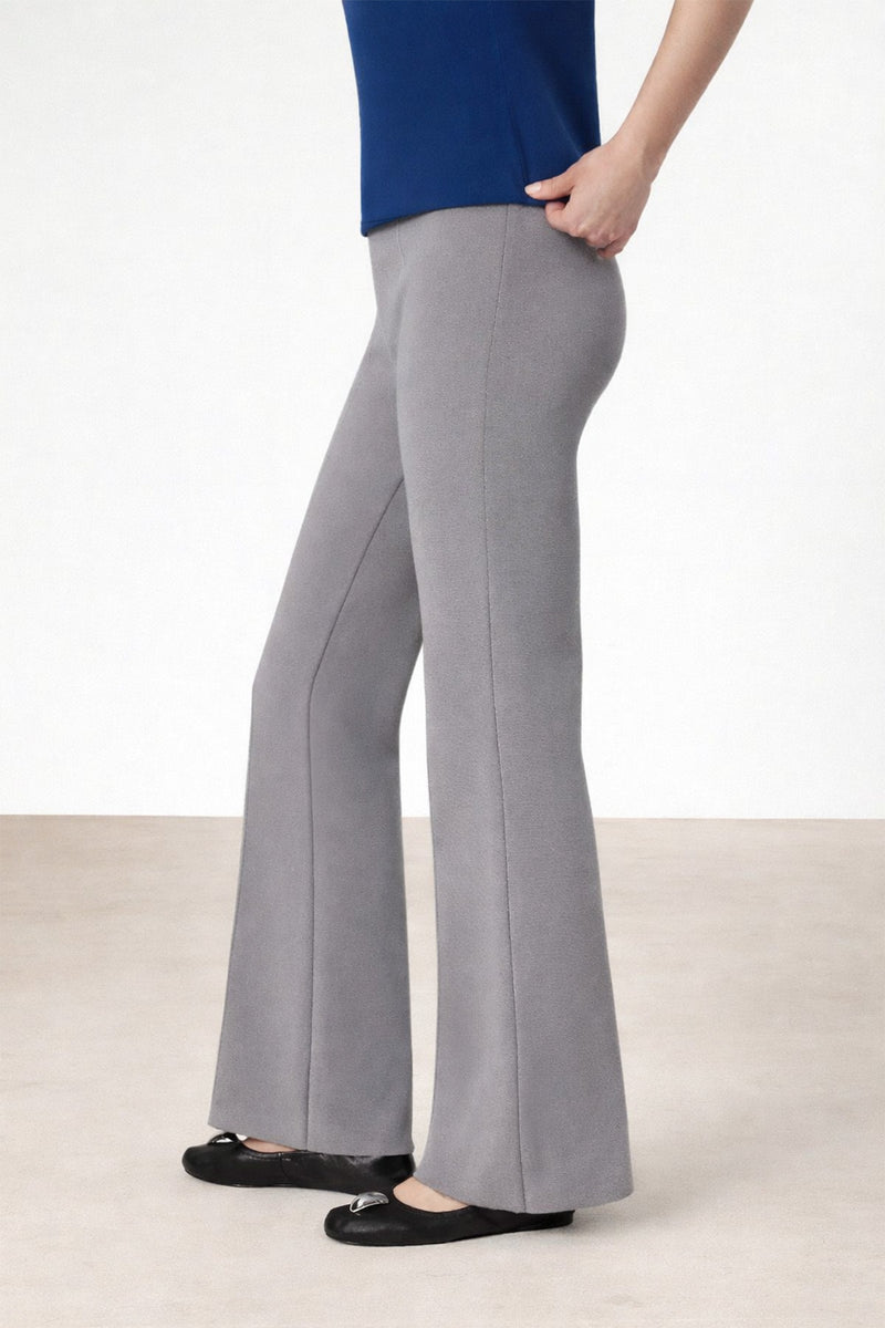 Gri Nervürlü Yüksek Bel Kadın Pantolon