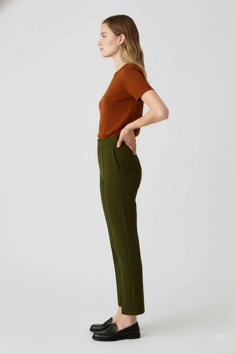 Yeşil Nervür Dikişli Cep Detaylı Kadın Pantolon  Mısırlı 1951