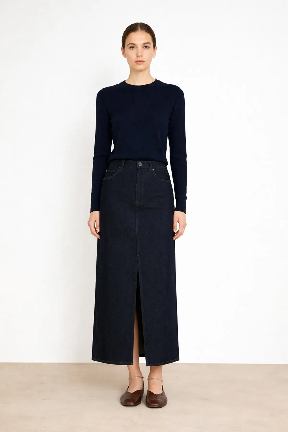 Lacivert Bisiklet Yaka Basic Kadın Kazak - Mısırlı 1951