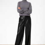 Siyah Suni Deri Kadın Pantolon