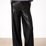 Siyah Suni Deri Kadın Pantolon