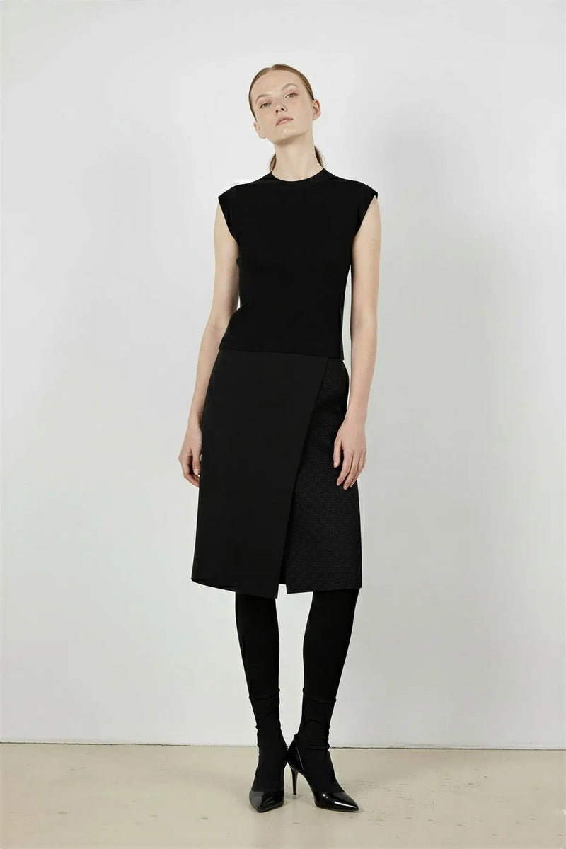 Siyah Kruvaze Desenli Midi Boy Etek  Mısırlı 1951