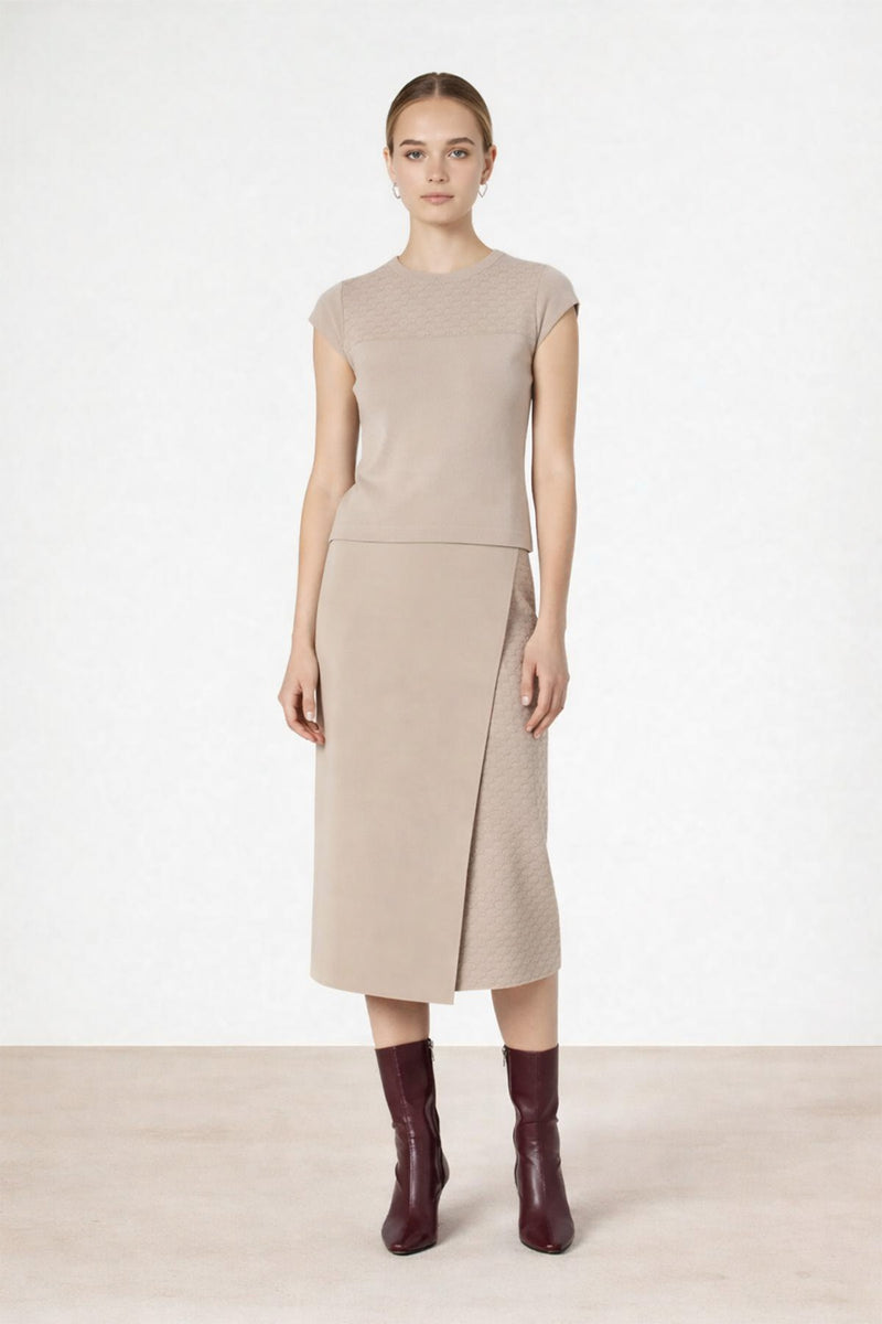 Taş Kruvaze Desenli Midi Boy Etek