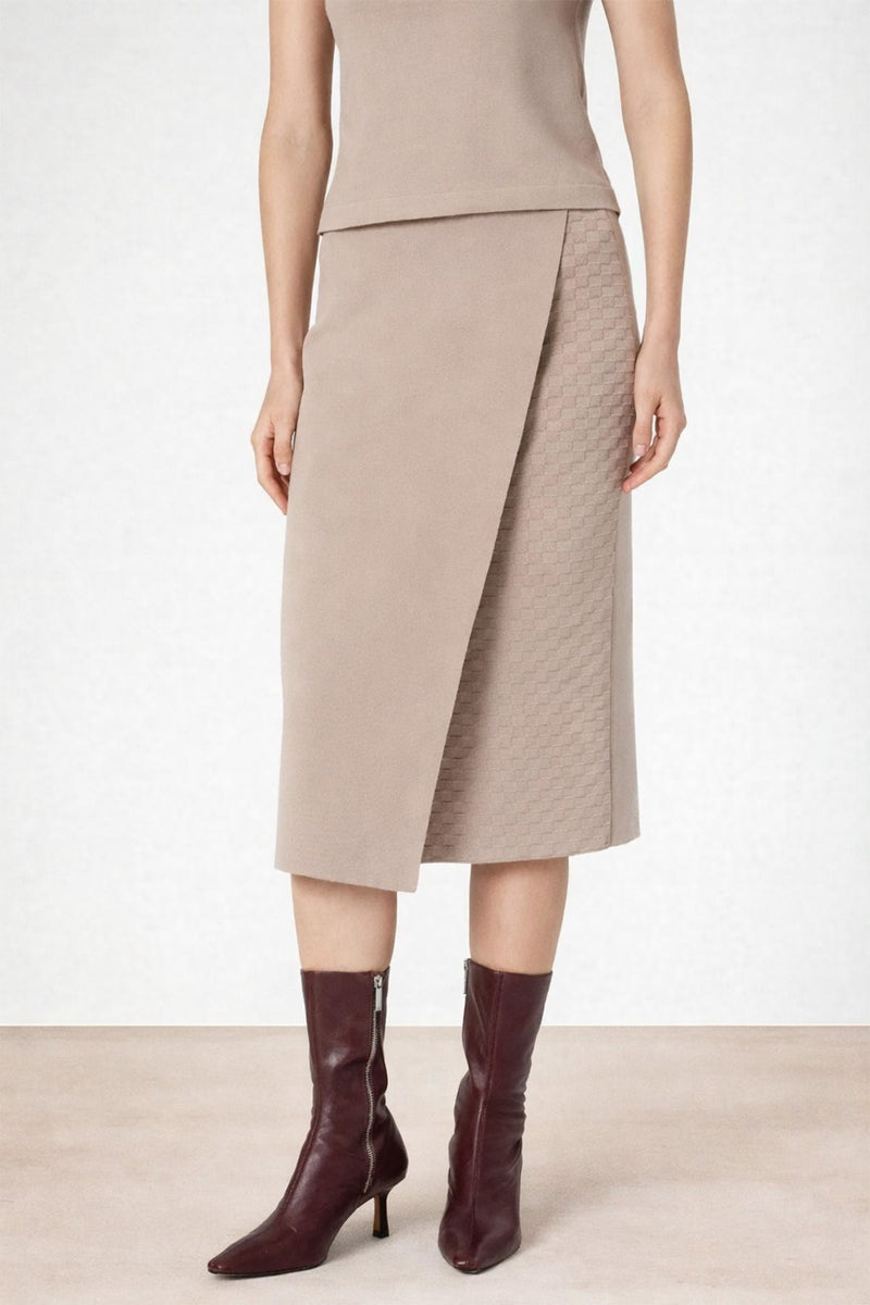 Taş Kruvaze Desenli Midi Boy Etek