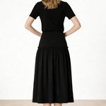 Siyah Kontrast Kumaşlı Uzun Etek - Mısırlı 1951