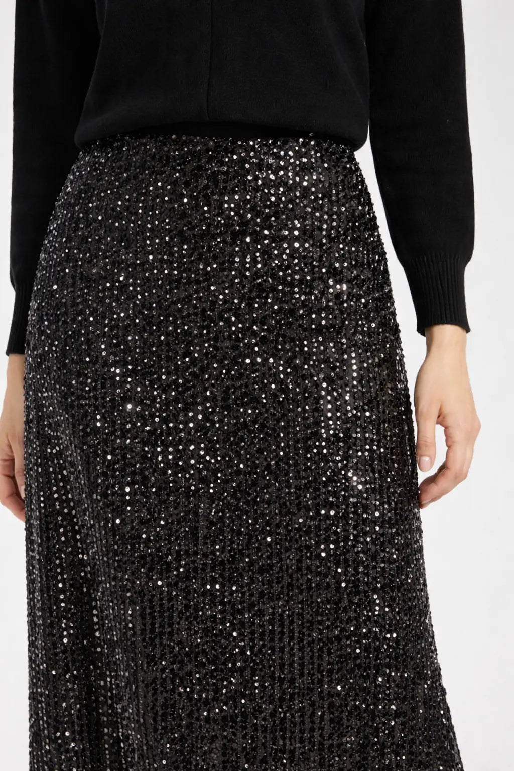 Siyah Payetli Midi Etek  Mısırlı 1951