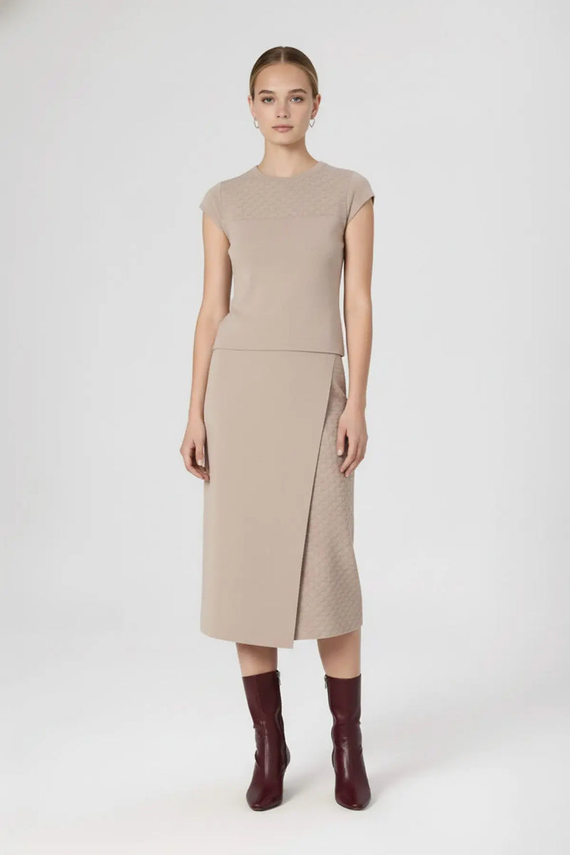 Taş Yakası Desenli Crop Top  Mısırlı 1951