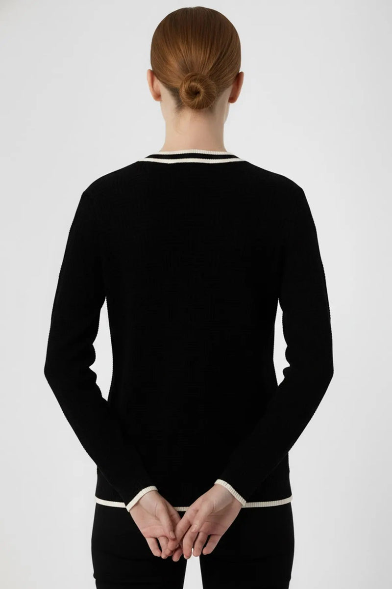 Siyah Beyaz Şerit Detaylı Kadın Ceket  Mısırlı 1951