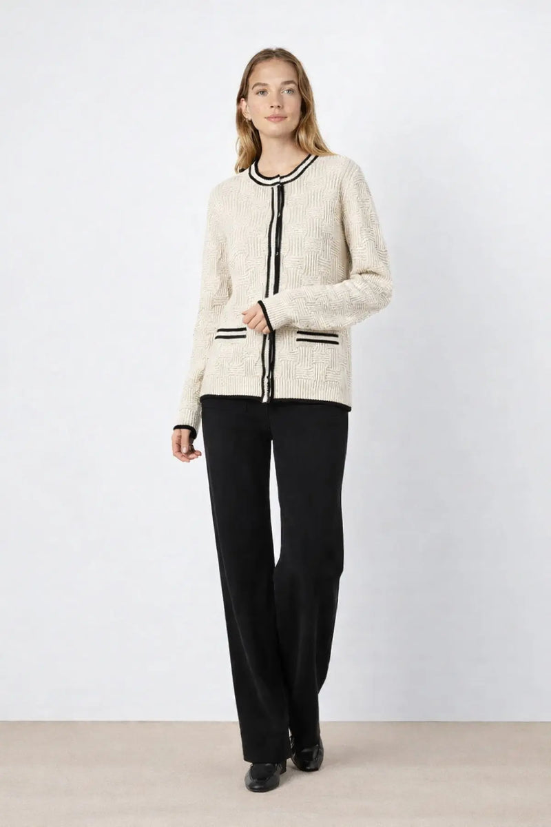 Bej Siyah Şerit Detaylı Kadın Ceket - Mısırlı 1951