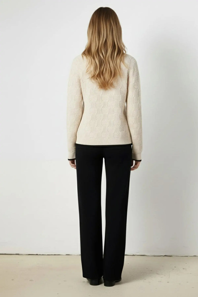 Bej Siyah Şerit Detaylı Kadın Ceket  Mısırlı 1951