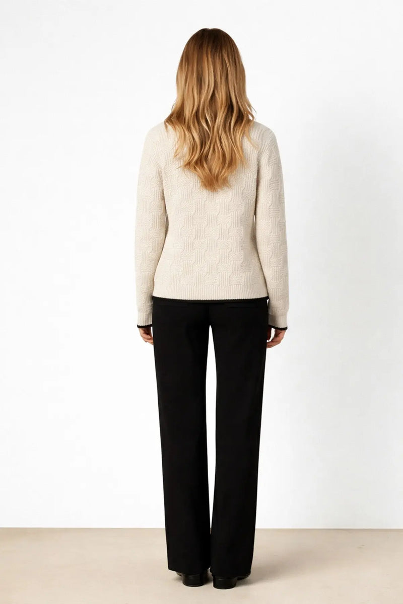 Bej Siyah Şerit Detaylı Kadın Ceket - Mısırlı 1951