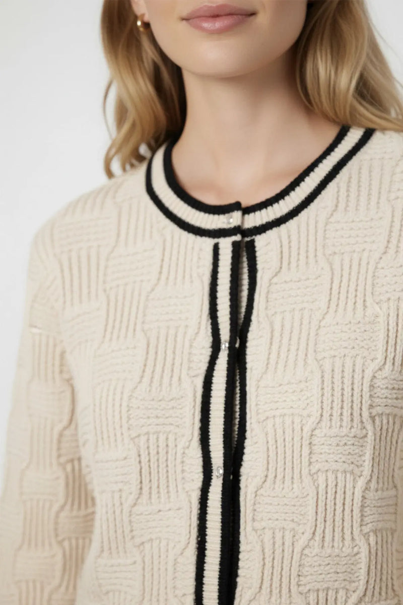 Bej Siyah Şerit Detaylı Kadın Ceket - Mısırlı 1951