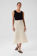 Ekru Fileli Midi Boy Etek