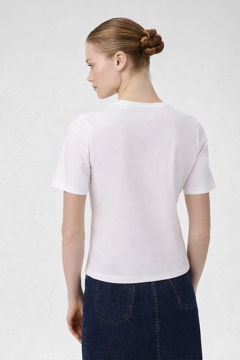 Ekru V Yaka Kısa Kollu Kadın Tişört  Mısırlı 1951