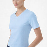 Bebe Mavi V Yaka Kısa Kollu Kadın Tişört  Mısırlı 1951