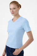 Bebe Mavi V Yaka Kısa Kollu Kadın Tişört